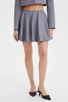 Юбка баллон из костюмной ткани (серый)