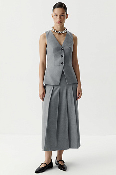 Юбка миди со складками (серый меланж)