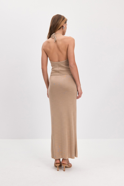 Топ вязаный с открытой спиной (бежевый) (M) 