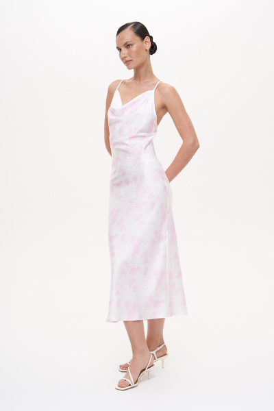 Платье комбинация с драпировкой на груди, розовый (XS)