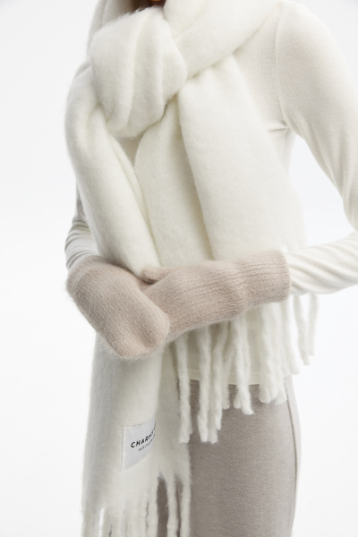 Варежки из трикотажа с мохером (one size, коричневый) 2165