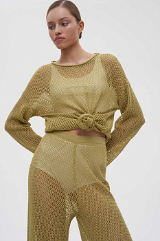 Джемпер вязаный ажурный из хлопка