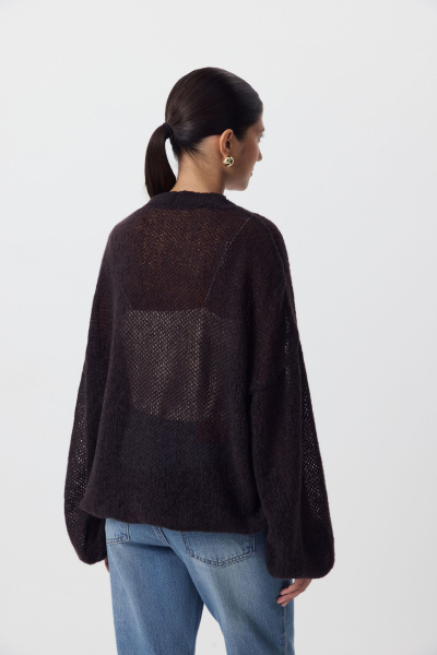 Кардиган ажурной вязки (шоколадный) (one size) 