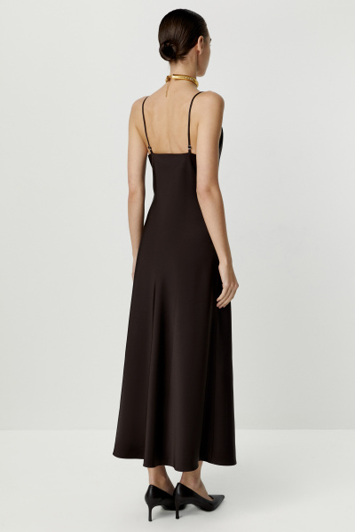 Платье-комбинация из сатина (коричневый) (XS)