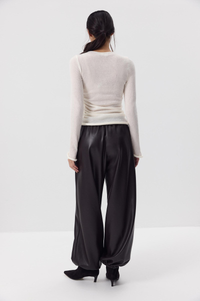 Лонгслив вязанный со сборкой (Молочный) (M) 