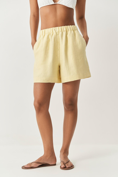 Шорты с пуговицами изо льна (желтый) (M) 