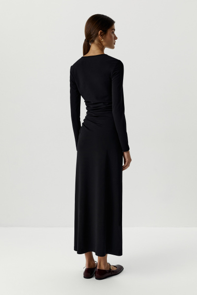 Платье с асиметричной сборкой (черный) (XS) 