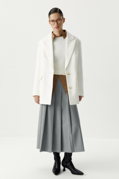 Пиджак из пальтовой ткани (молочный) (XS/S) 