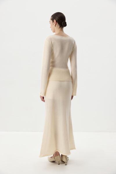 Лонгслив с шарфом (Кремовый) (S) 