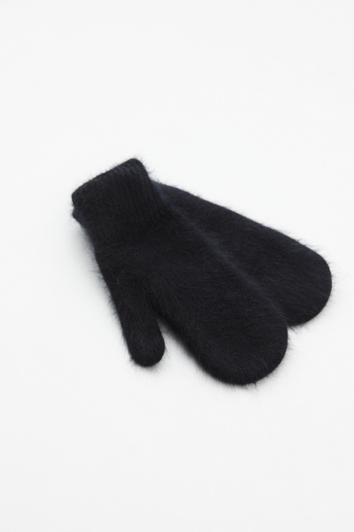Варежки из трикотажа с мохером (one size, черный) 2159