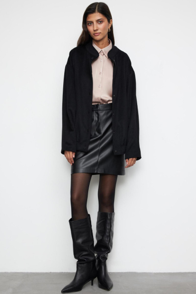 Бомбер из пальтовой ткани (one size, черный) 