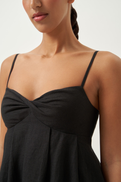 Платье баллон на лямках (черный) (XS)