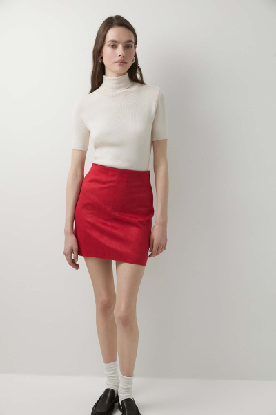 Юбка мини из замши (красный) (M) 