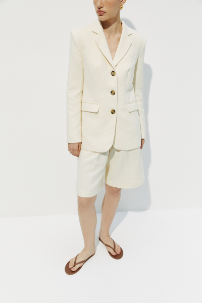 Пиджак из фактурной ткани (S, бежевый) 2183