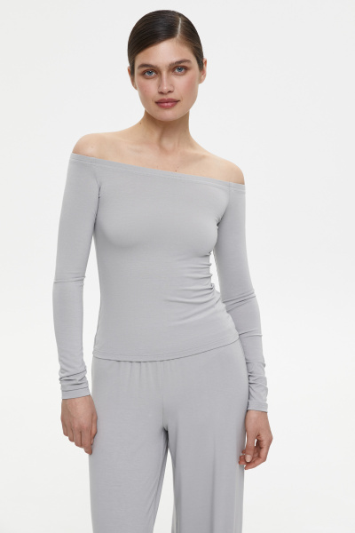 Лонгслив с открытыми плечами из вискозы (M, серый) 2775