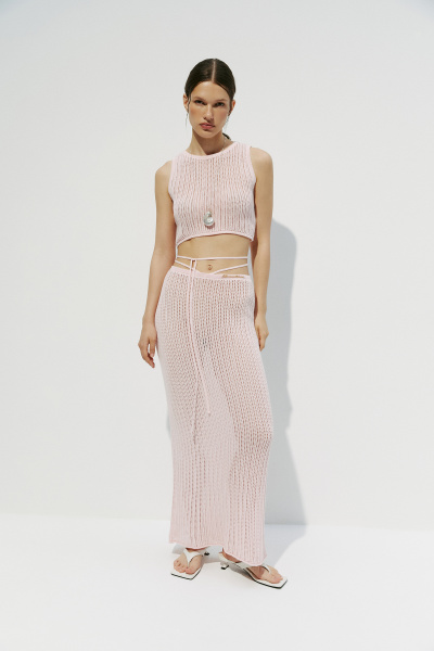 Юбка вязаная ажурная (M/L, светло-розовый) 2556