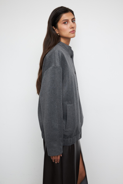 Бомбер из пальтовой ткани (one size, темно-серый меланж)