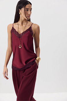 Топ с кружевом (Винный)