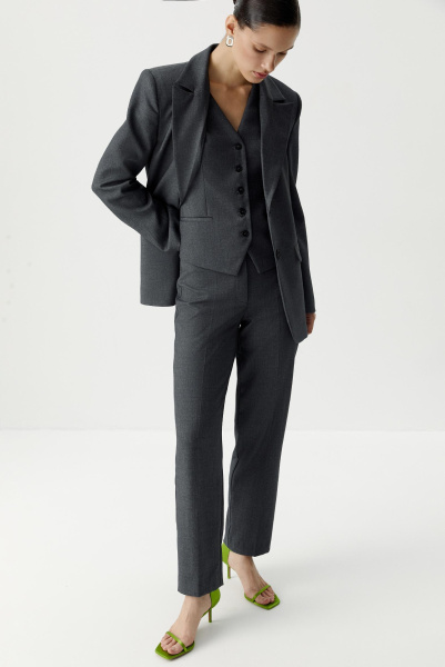 Брюки прямые классические (темно-серый меланж) (XS) 