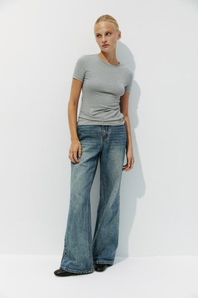 Футболка с коротким рукавом из вискозы (серый меланж) (XS) 