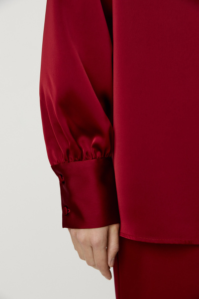 Рубашка из сатина с высоким манжетом (бордовый) (M/L) 