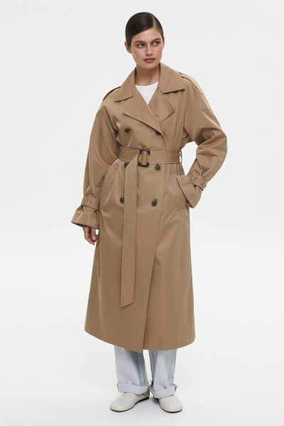 Тренч оверсайз (one size, бежевый) 