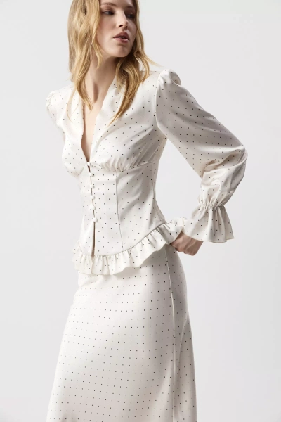 Блуза с рюшами (Горох на молочном) (M) 