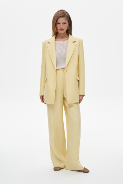 Пиджак из льняной ткани (L, светло-желтый) 3394