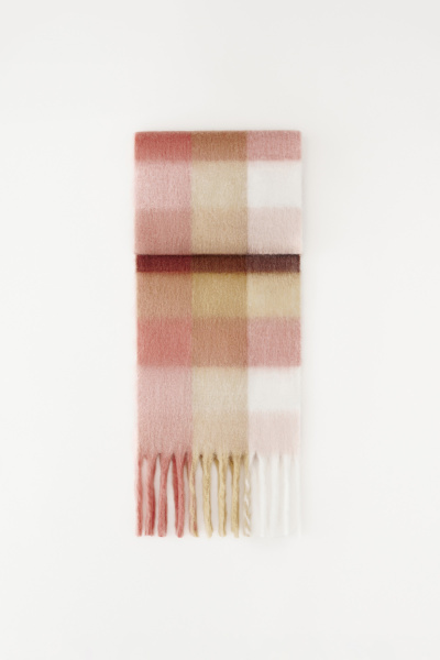 Шарф объемный в клетку (розовый) (one size) 