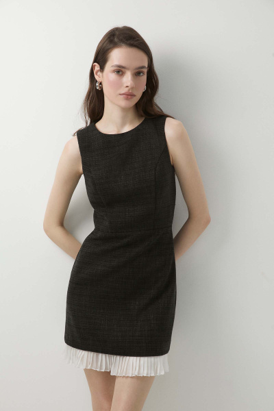 Платье из твида силуэтное (черный) (XS)
