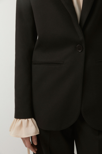 Пиджак прямой на одну пуговицу из костюмной ткани (черный) (XS) 