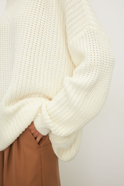 Свитер крупной вязки из хлопка (one size, молочный) 2207