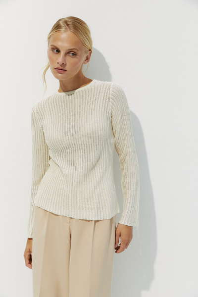 Джемпер фактурной вязки из вискозы (M, кремовый) 2177