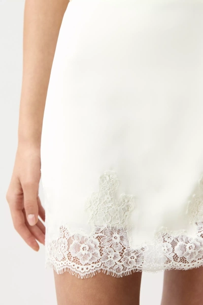 Юбка мини с кружевом (Молочный) (M) 
