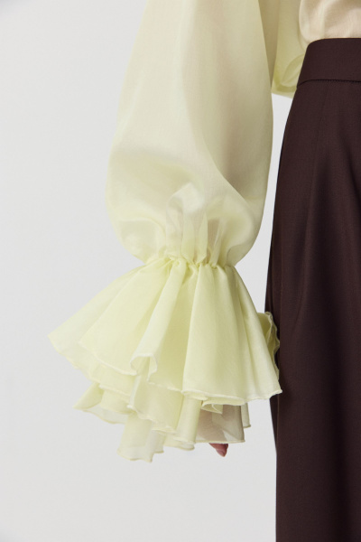 Блуза с бантом из тенсела (сливочный) (M/L) 