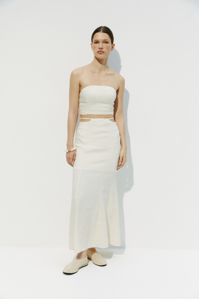 Топ силуэтный изо льна (M, кремовый)