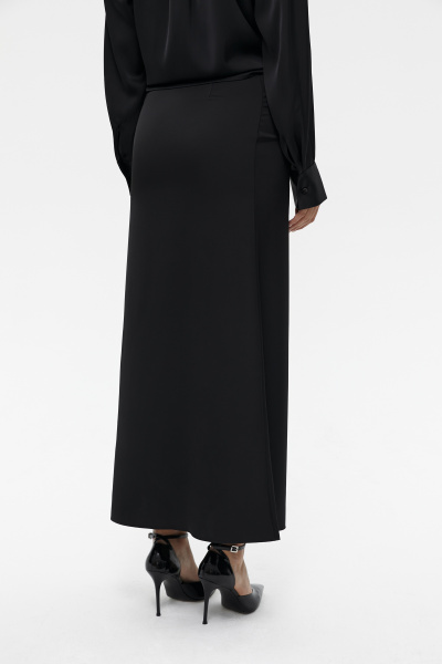 Юбка макси из сатина (S, черный) 