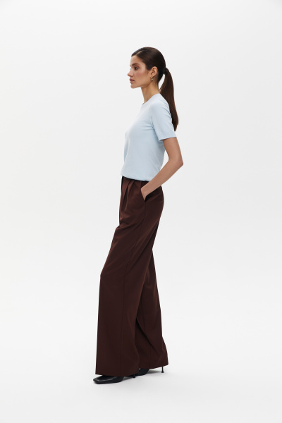 Брюки прямые из костюмной ткани (XXS, шоколадный)
