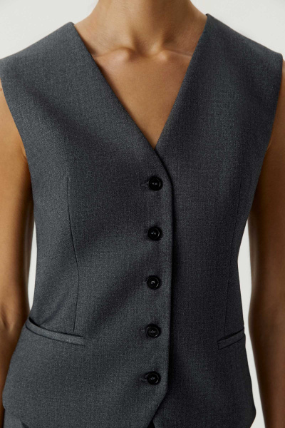 Жилет классический из костюмной ткани (темно-серый меланж) (XS)