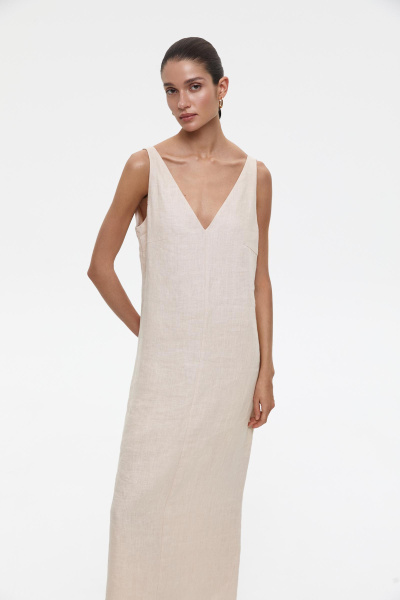 Платье макси изо льна (M/L, бежевый)