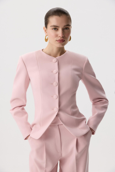 Жакет О-силуэта приталенный  (Розовый) (M) 