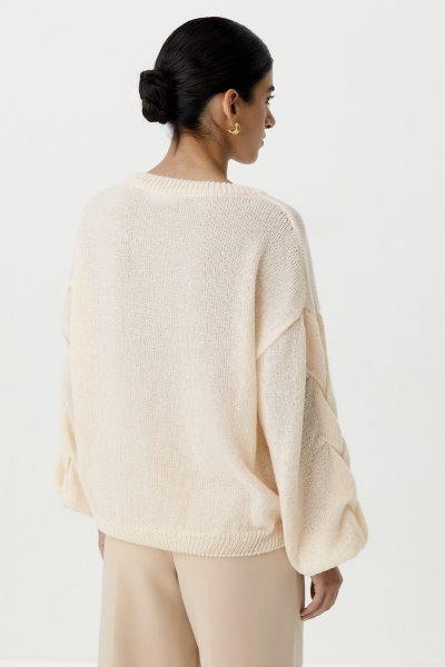 Джемпер оверсайз с косами по рукавам (кремовый) (M/L) 