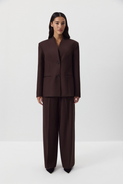 Пиджак без лацканов (шоколадный) (M) 