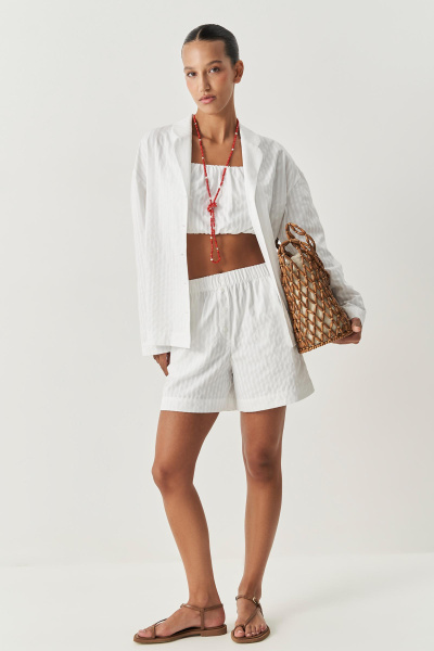 Шорты с имитацией гульфика в полоску (белый) (M) 