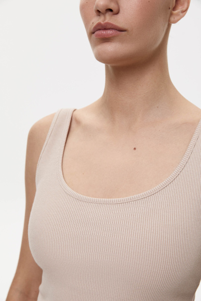 Топ базовый на бретелях (XS, бежевый)