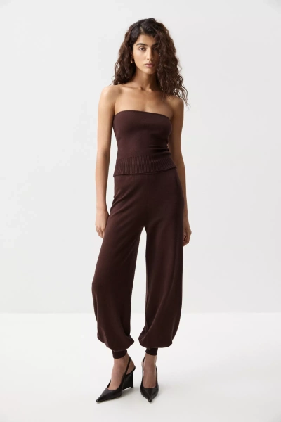 Брюки-джоггеры вязаные (Шоколадный) (M) 