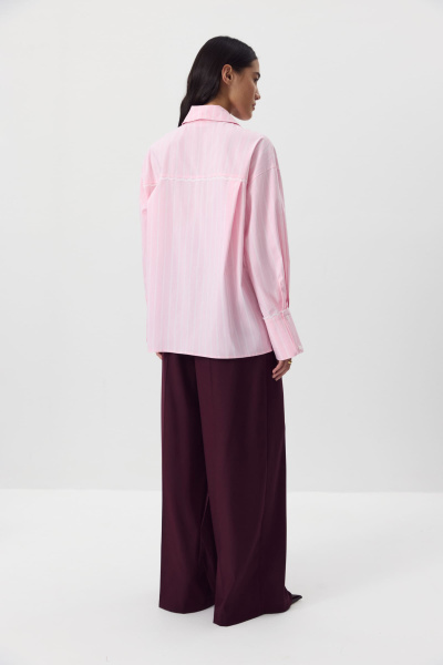 Рубашка в полоску с кружевной отделкой (розовый) (M/L) 