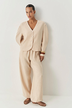 Брюки шаровары изо льна (бежевый)