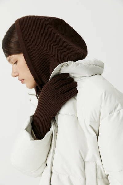 Капор вязаный из вискозы (шоколадный) (one size) 