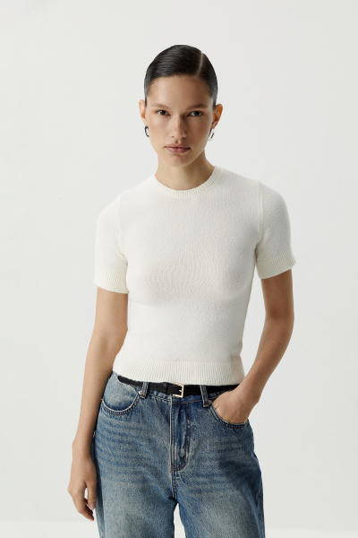 Футболка вязаная базовая (молочный) (L) 